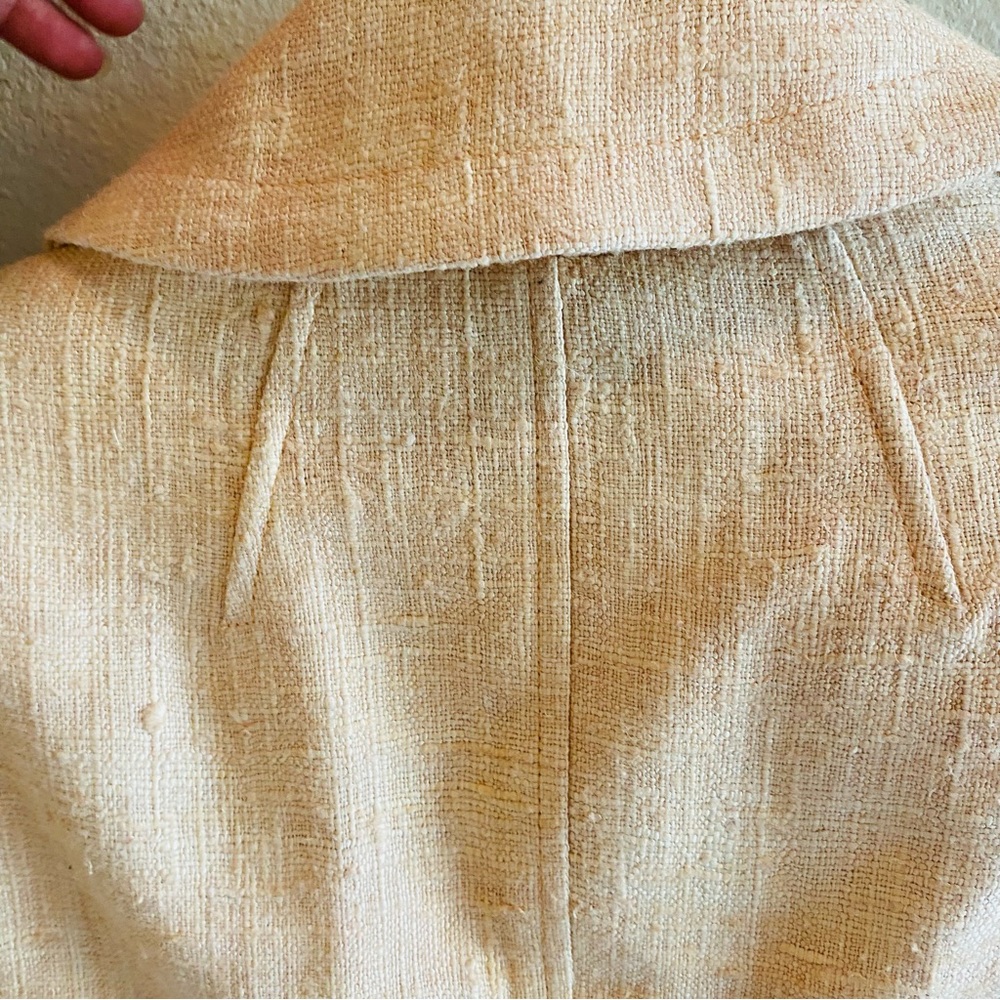 CARLISLE 100% Silk Peach Textured Double Button Blazer Jacket - Picture 10 of 10